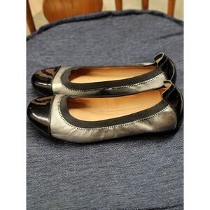 Women's Josef‎ Seibel Pippa Black and Silver Cap Toe Ballet Flats Size 5.5